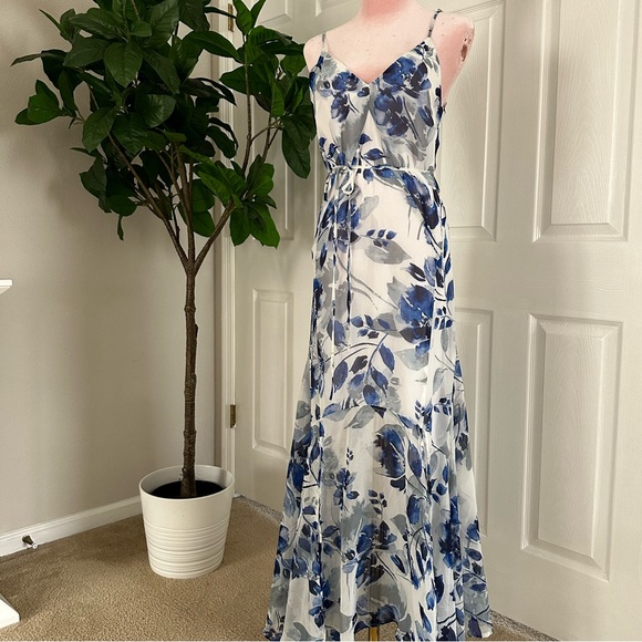 Carlotta Blue and White Floral Print Sleeveless
Maxi Dress - Picture 6 of 14